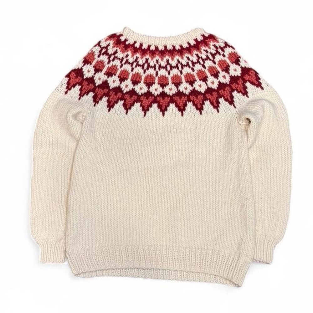Vintage Aztec Pink Cream Handmade Knit Sweater - Picture 2 of 3